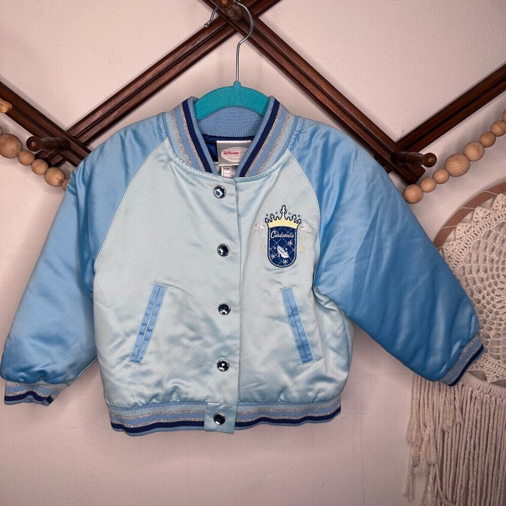 Vintage Disney 2000s Y2K Satin Blue Cinderella Bomber Jacket